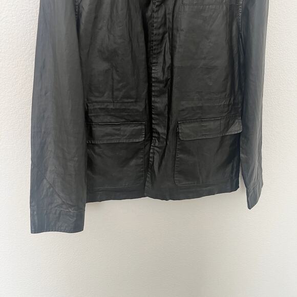 [WRK] Work.Rest.Karma Dark Brown Coated Linen Cargo Bush Coat Jacket Sz Medium M - Picture 5 of 12